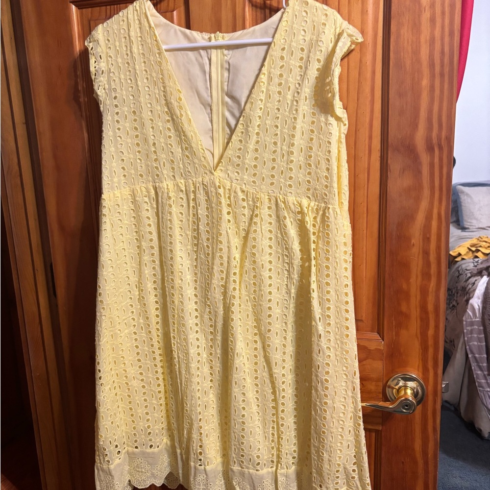 Yellow Eyelet Lace Dress